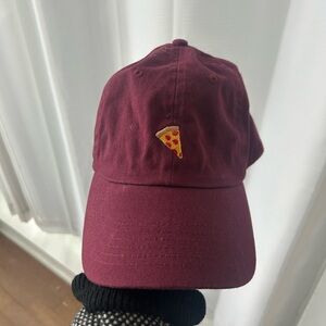 Cute Pizza Skateboards Emoji Delivery Maroon Embroidered Cap